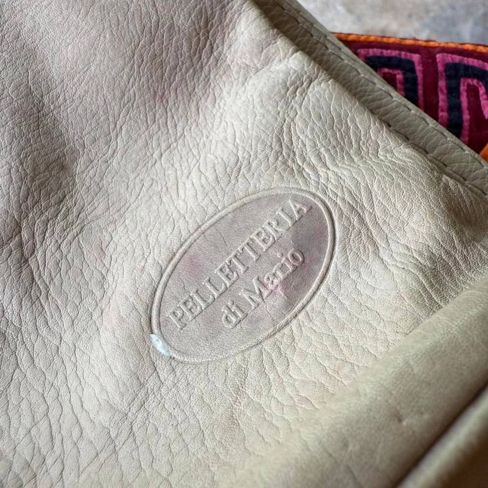 Vintage Pelletteria di‎ Mario Italian Leather Shoulder Bag Ivory Made in Italy
